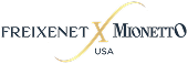 Freixenet and Mionetto logos with a gold X and USA below the X.